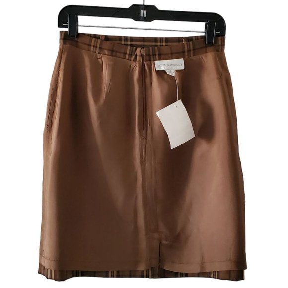 Petite Sophisticate Plaid Pencil Skirt | NWT | 8P | Light & Dark Brown, Tan - Picture 6 of 17